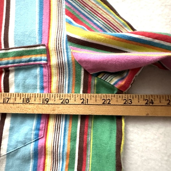 Victoria's Secret Vintage Y2K Large L Rainbow Striped Cotton Pajama Set Flannel - Picture 13 of 16